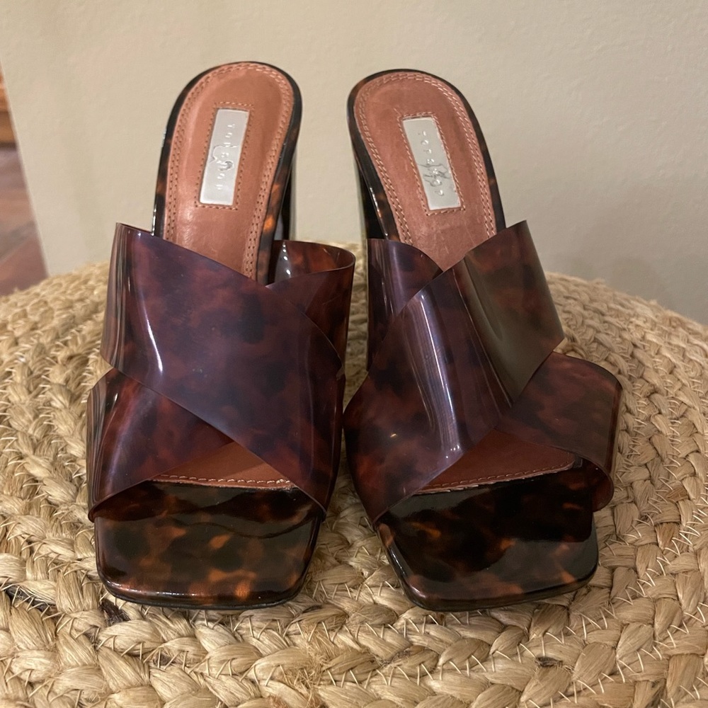 Topshop jelly strappy sandal heels, tortoise shell color